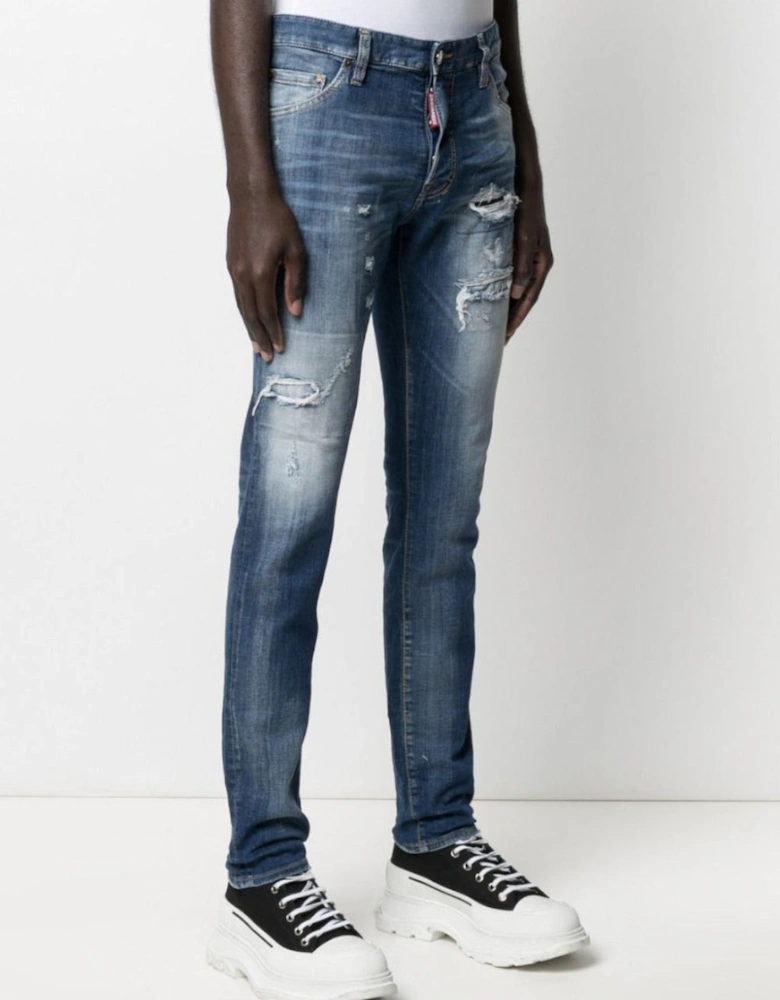 Distressed Cool Guy Slim Jeans Blue