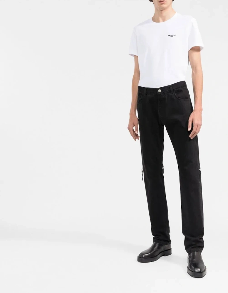 Small Logo Flock Cotton T-Shirt White