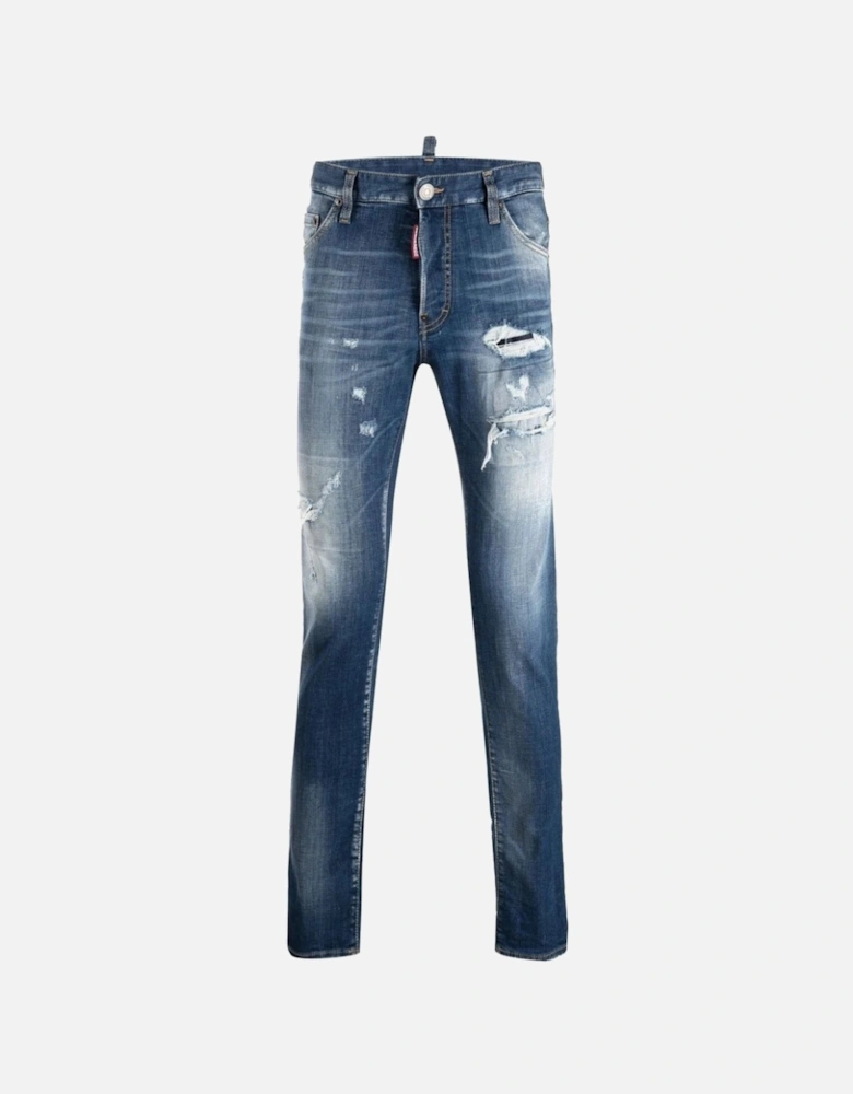Distressed Cool Guy Slim Jeans Blue