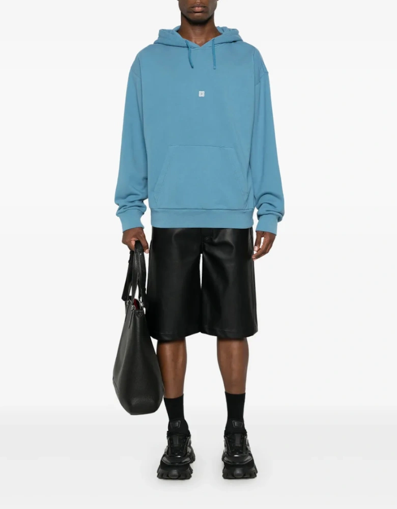 4G Logo Embroidered Hooded Sweatshirt Blue