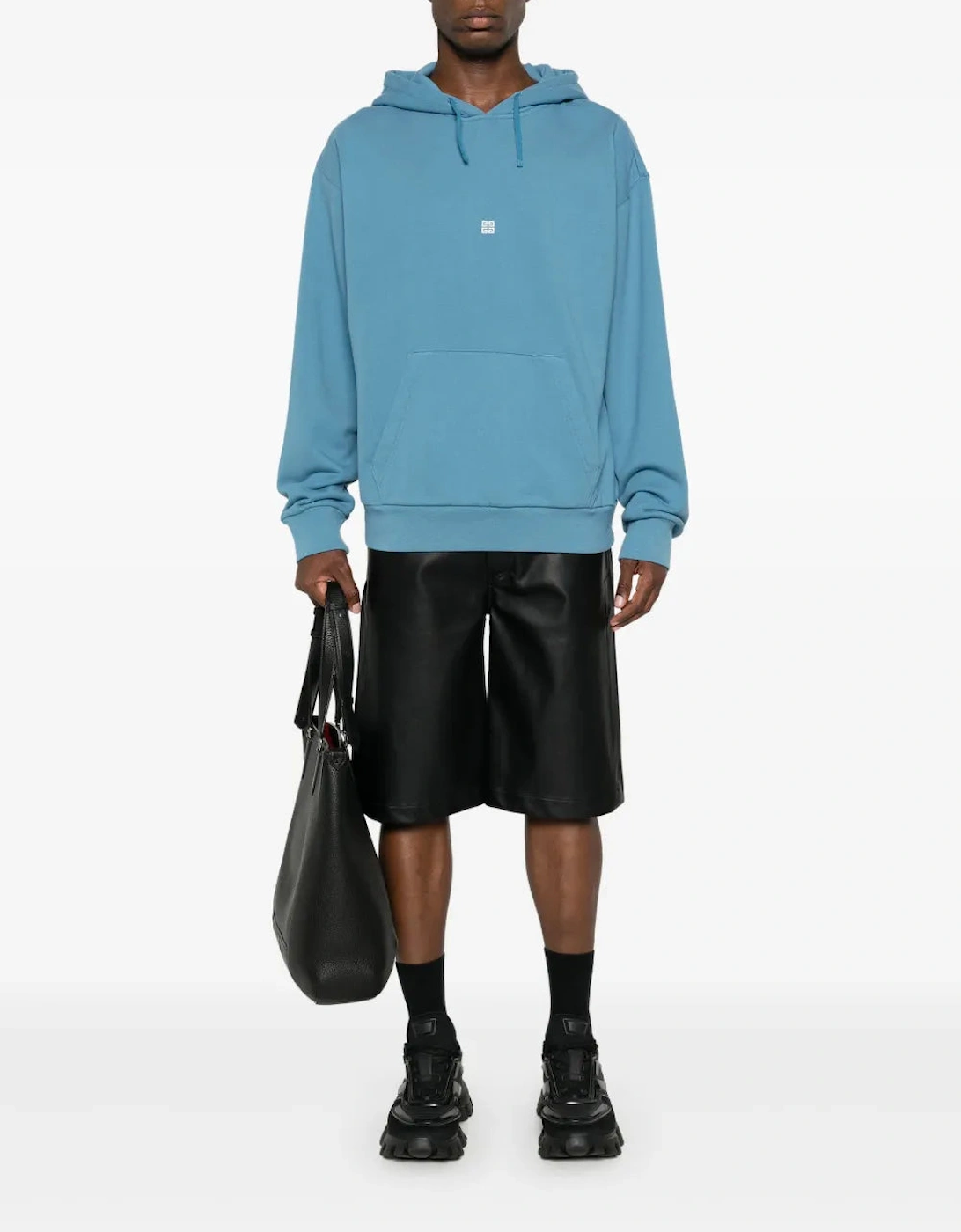 4G Logo Embroidered Hooded Sweatshirt Blue
