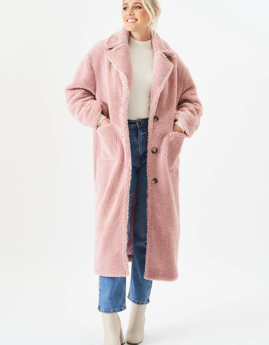 Blush Longline Teddy Coat, 2 of 1