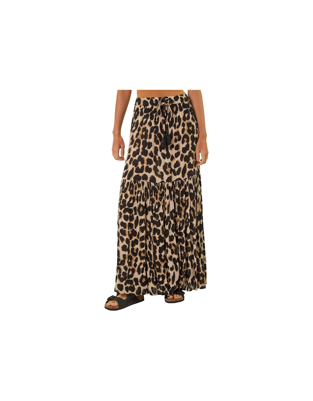 Animal Print Tiered Maxi Skirt, 2 of 1