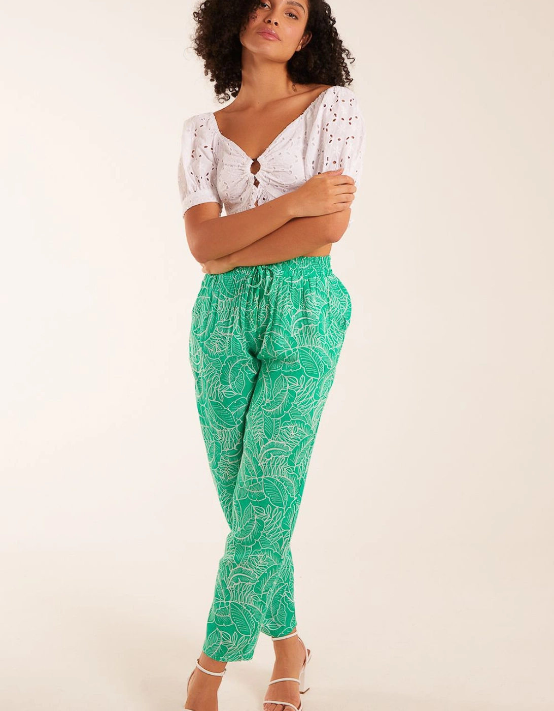 Leaf Print Capri Trousers, 2 of 1