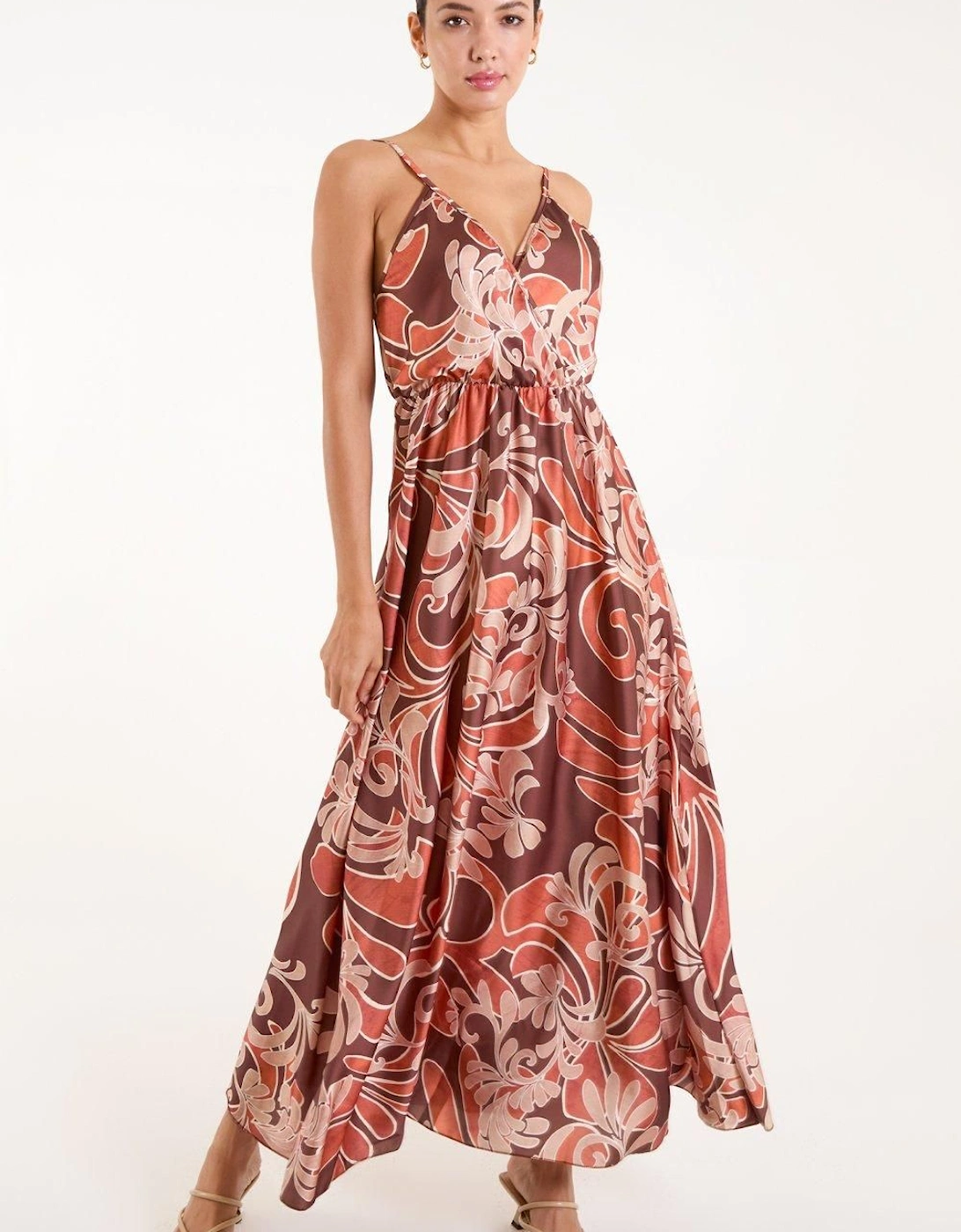 Paisley Printed Satin Wrap Maxi Dress, 2 of 1