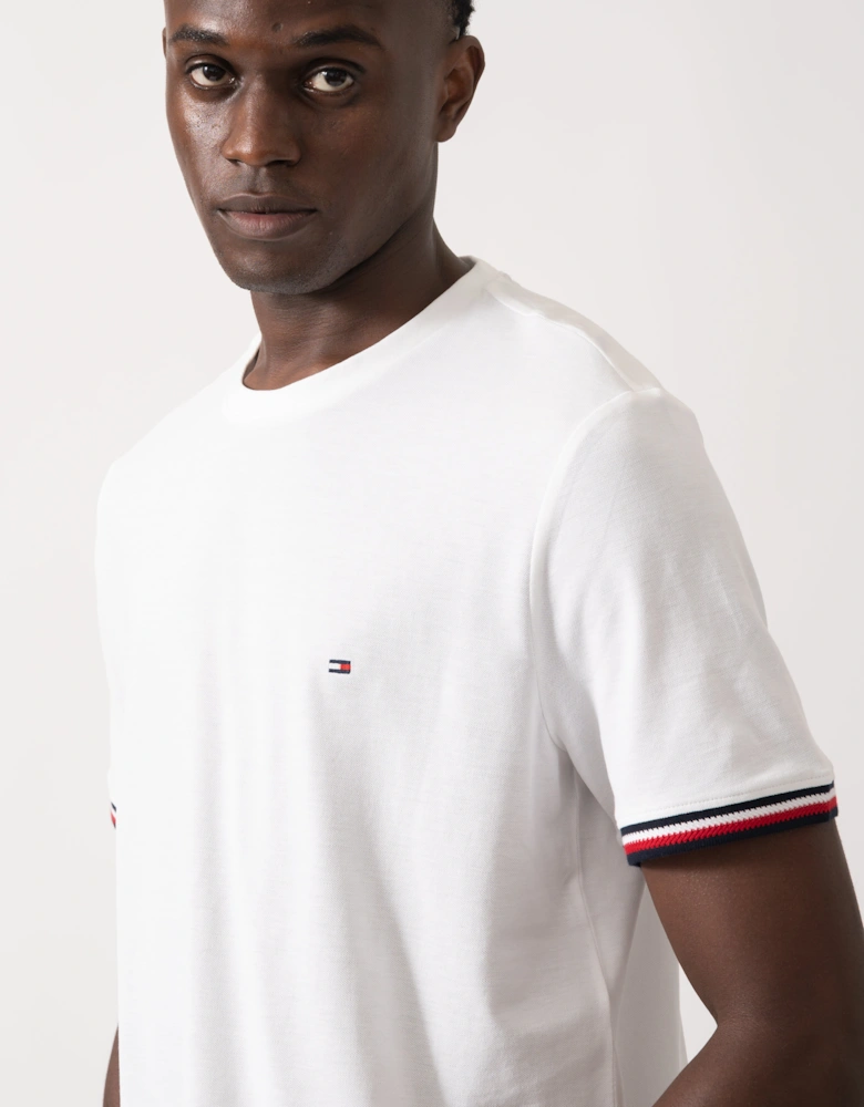 Global Strip Cuff Mens T-Shirt - White