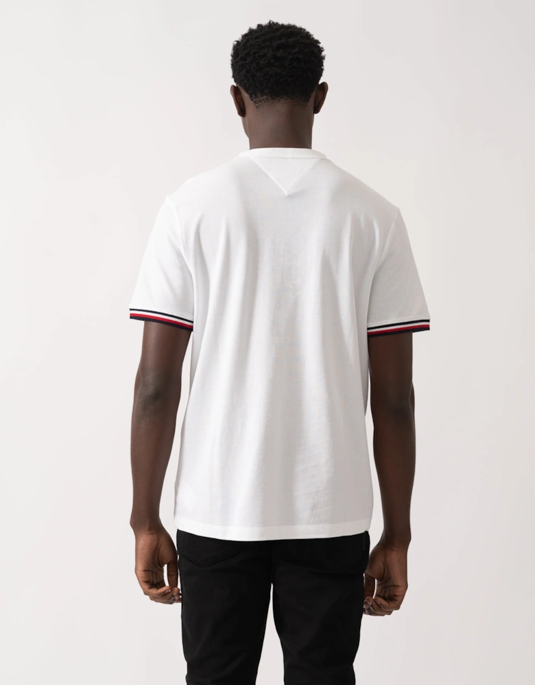 Global Strip Cuff Mens T-Shirt - White