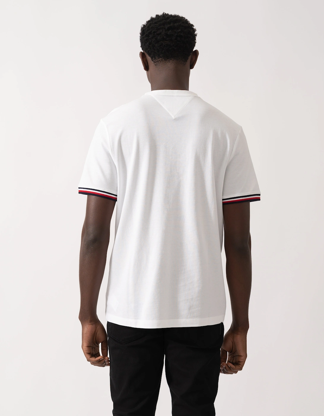 Global Strip Cuff Mens T-Shirt - White