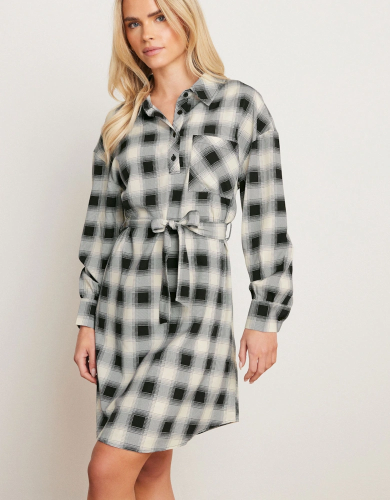 Petite Check Print Shirt Dress
