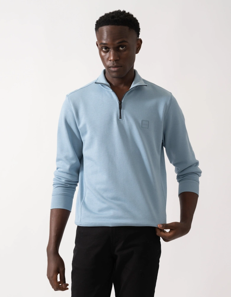 BOSS Orange Zetrust Mens 1/4 Zip Sweatshirt - Light/Pastel Blue 451