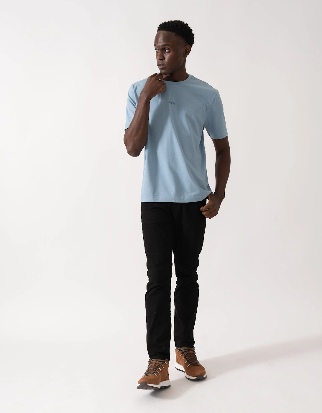 BOSS Orange TChup Mens Crew Neck Small Logo T-Shirt - Light/Pastel Blue 451