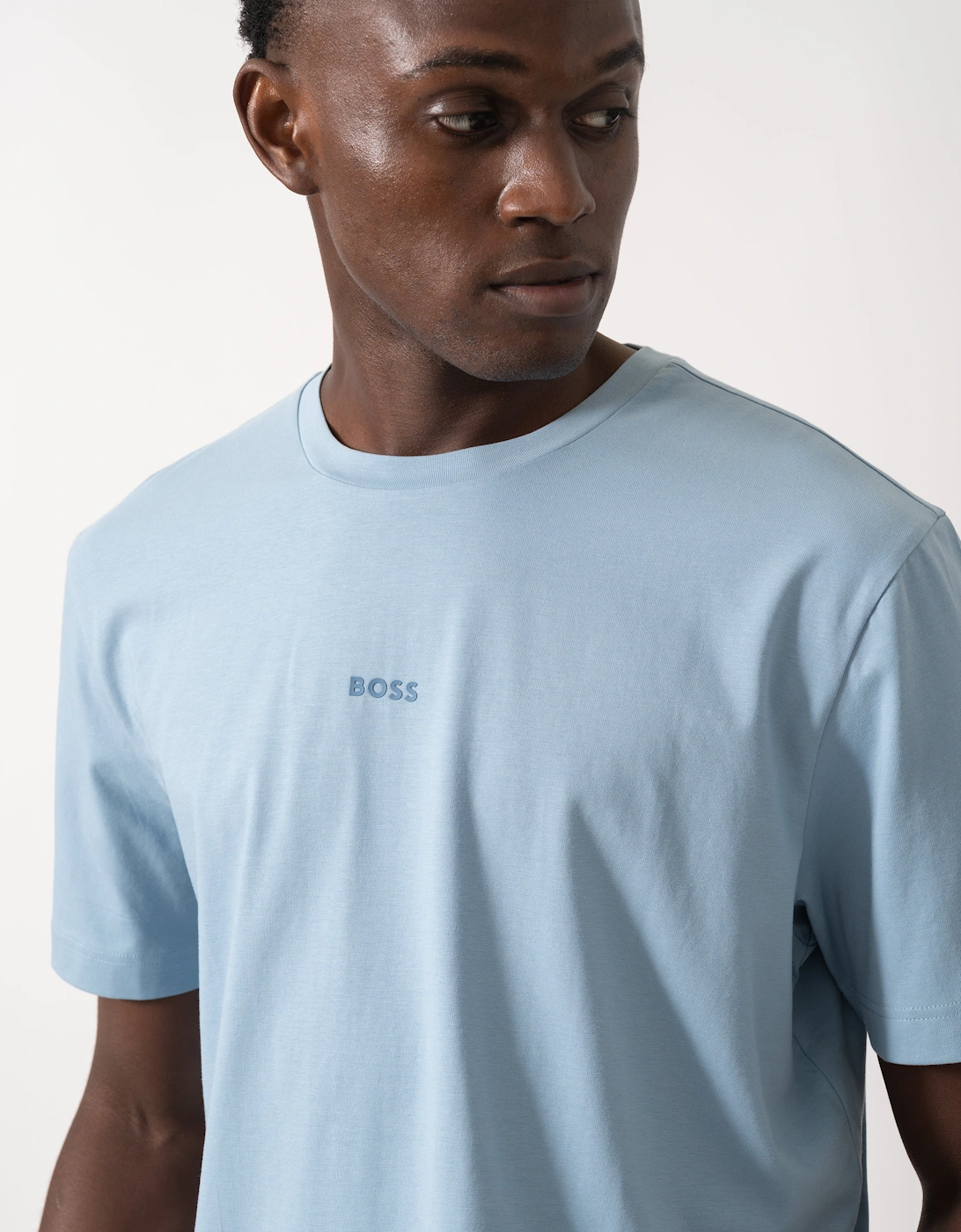 BOSS Orange TChup Mens Crew Neck Small Logo T-Shirt - Light/Pastel Blue 451