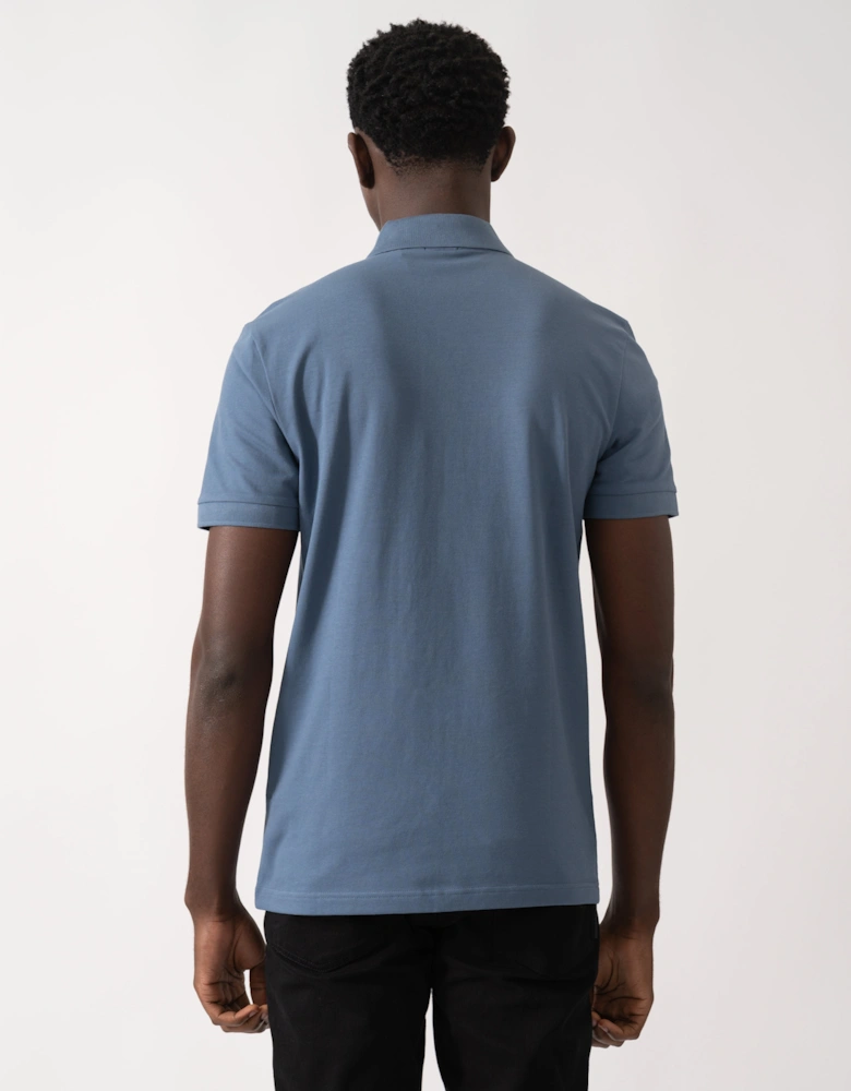 BOSS Orange Passenger Mens Stretch-Cotton Slim-Fit Polo Shirt with Logo Patch - Open Blue 495