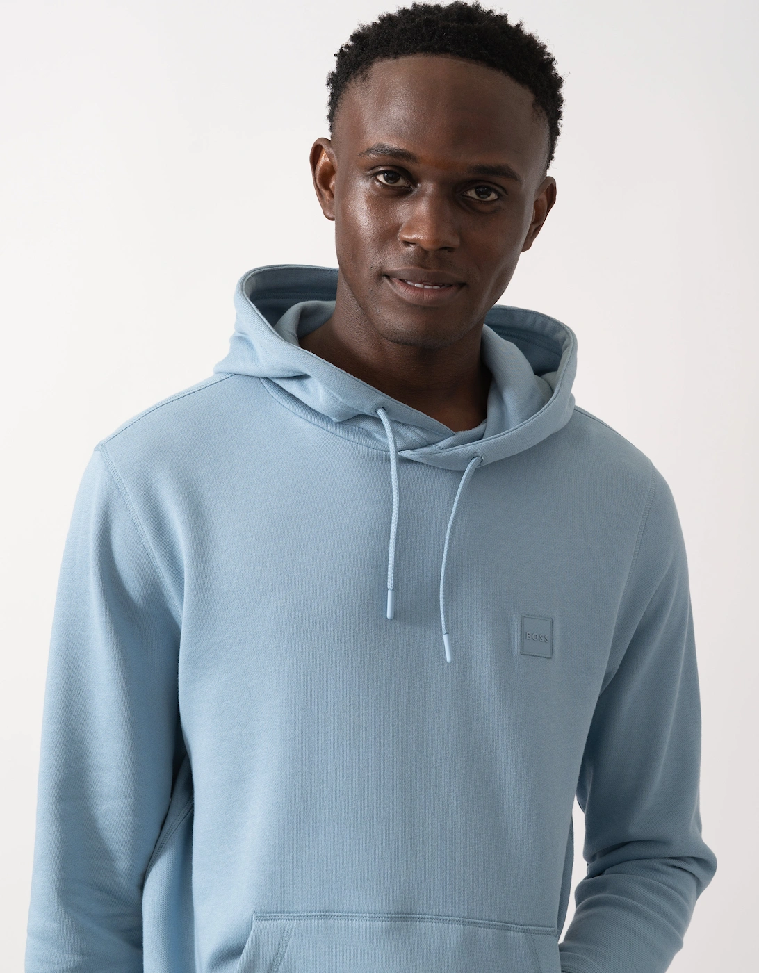 BOSS Orange Wetalk Mens Pullover Hoodie With Logo Patch - Light/Pastel Blue 451