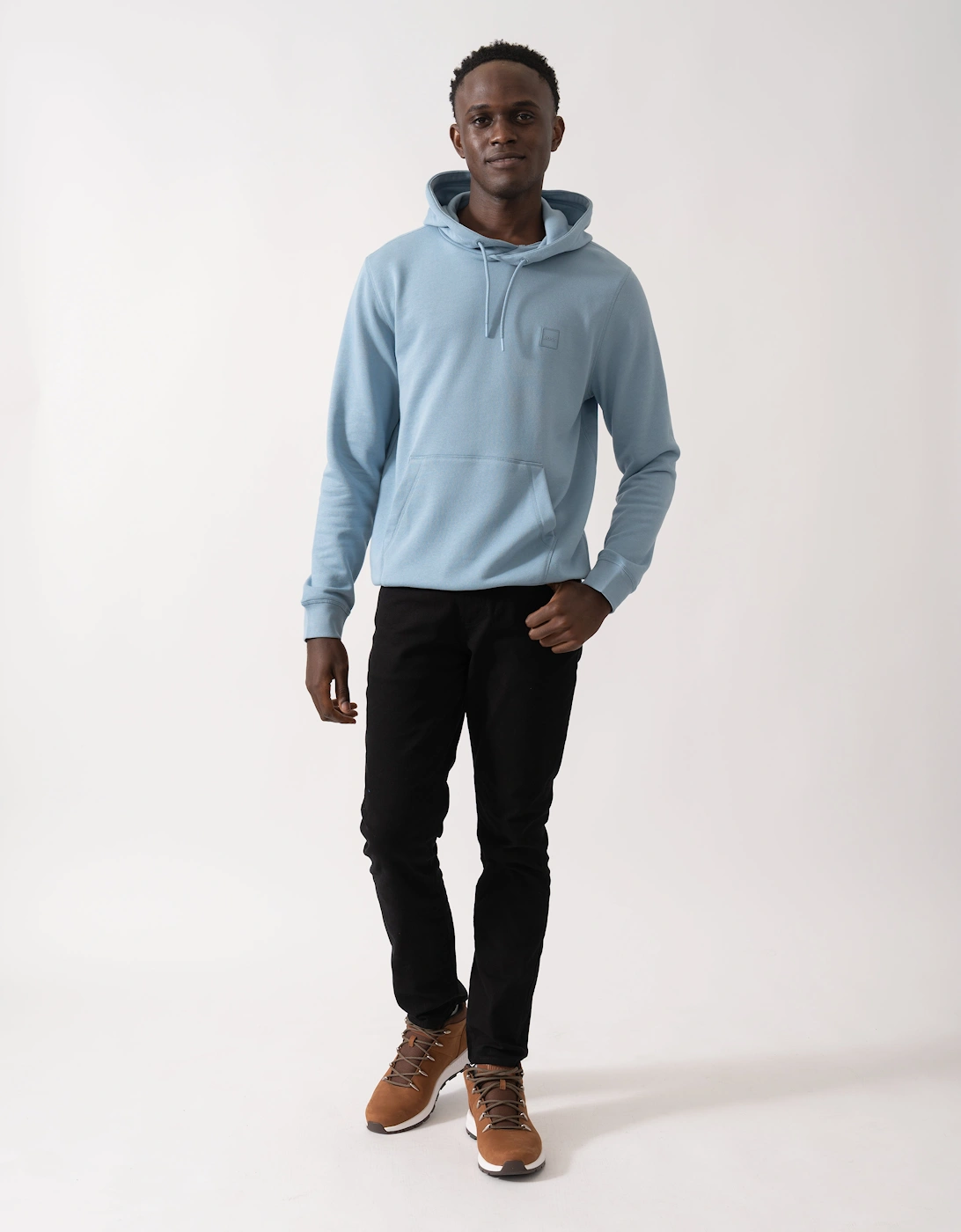 BOSS Orange Wetalk Mens Pullover Hoodie With Logo Patch - Light/Pastel Blue 451