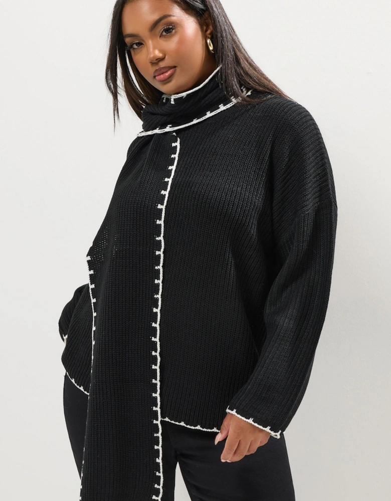 Blanket Stitch Scarf Detail Jumper