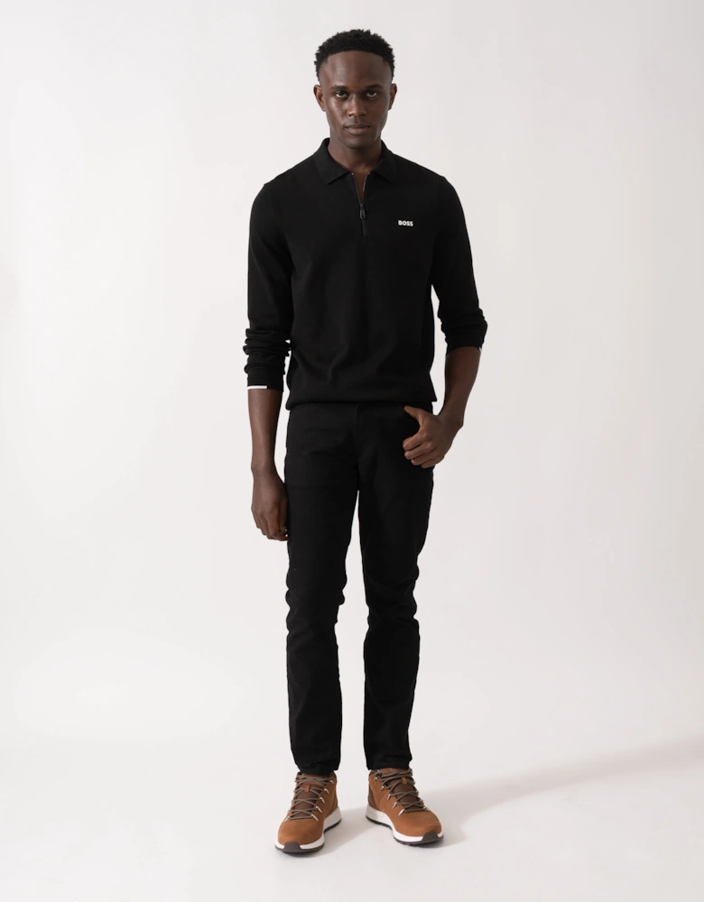 BOSS Green Ever-X Mens Regular-Fit Cotton Sweater with Zipped Collar - Black 001