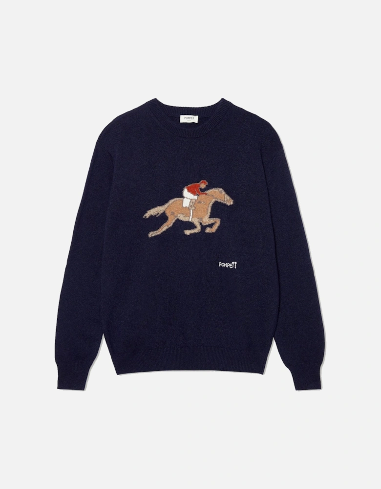 Equestrian Navy Knit Sweatshirt