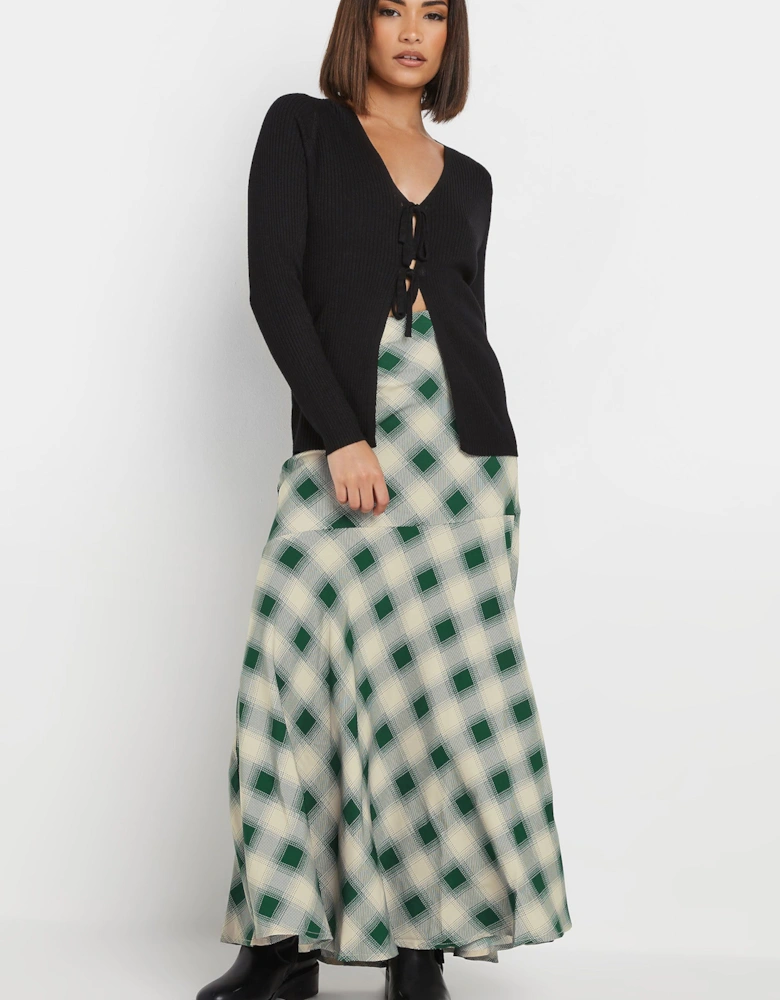 Petite Blurred Check Maxi Skirt