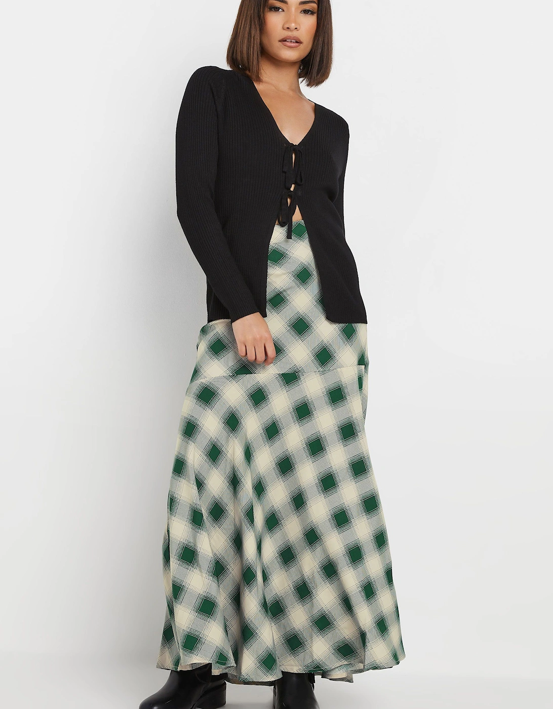 Petite Blurred Check Maxi Skirt, 2 of 1