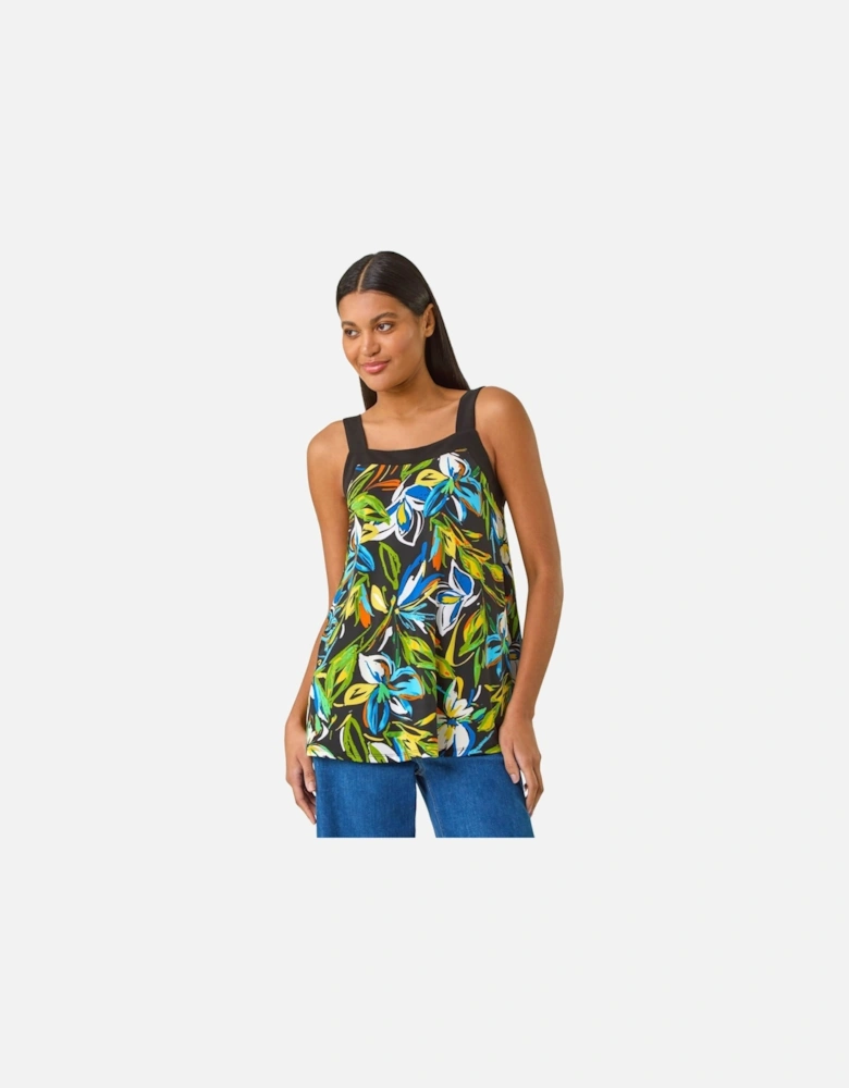 Floral Print Cami Stretch Top