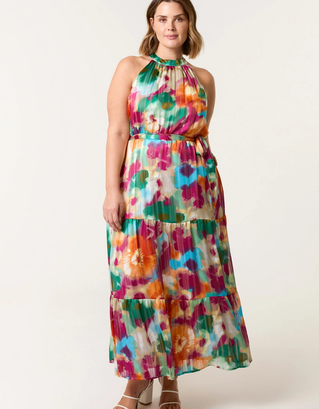 Multi Curve Halter Neck Midi Dress, 2 of 1