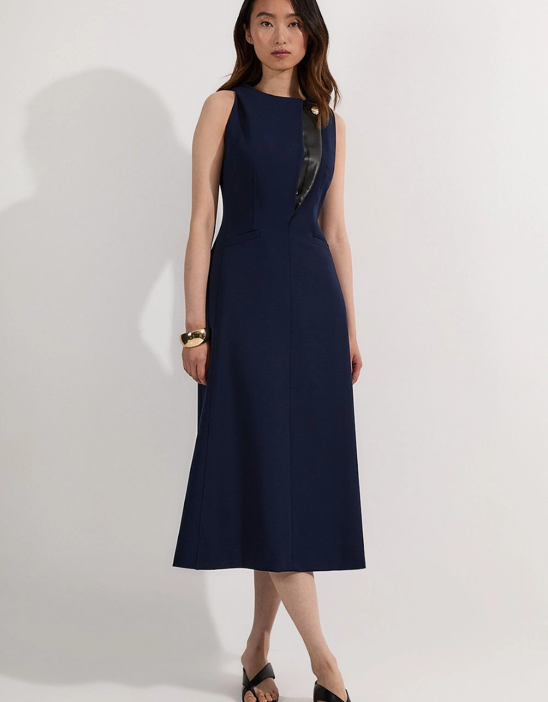 Compact Stretch Contrast Tipped Full Skirted Maxi Dress, 2 of 1