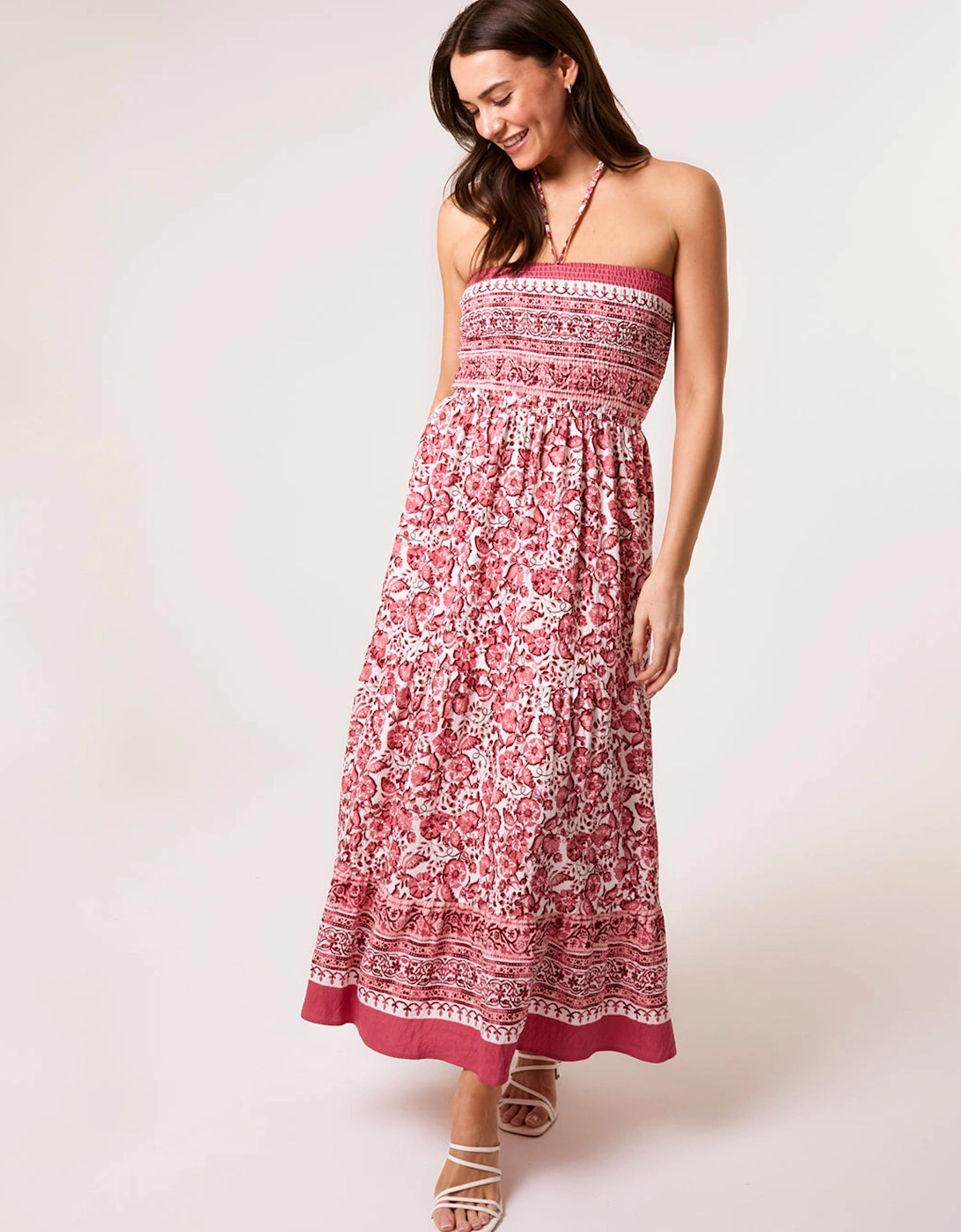 Pink Shirred Bust Bandeau Dress, 2 of 1