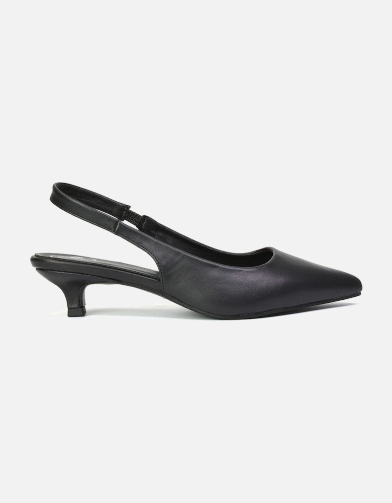 'Avalone' Pointed Toe Sling Back Kitten Heel Sandals