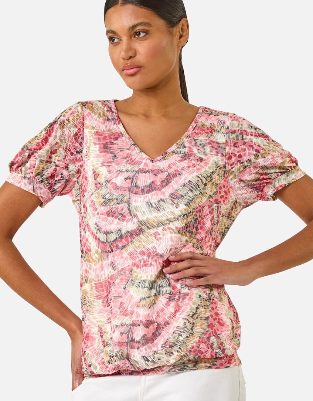 Animal Print Burnout Blouson Top, 2 of 1