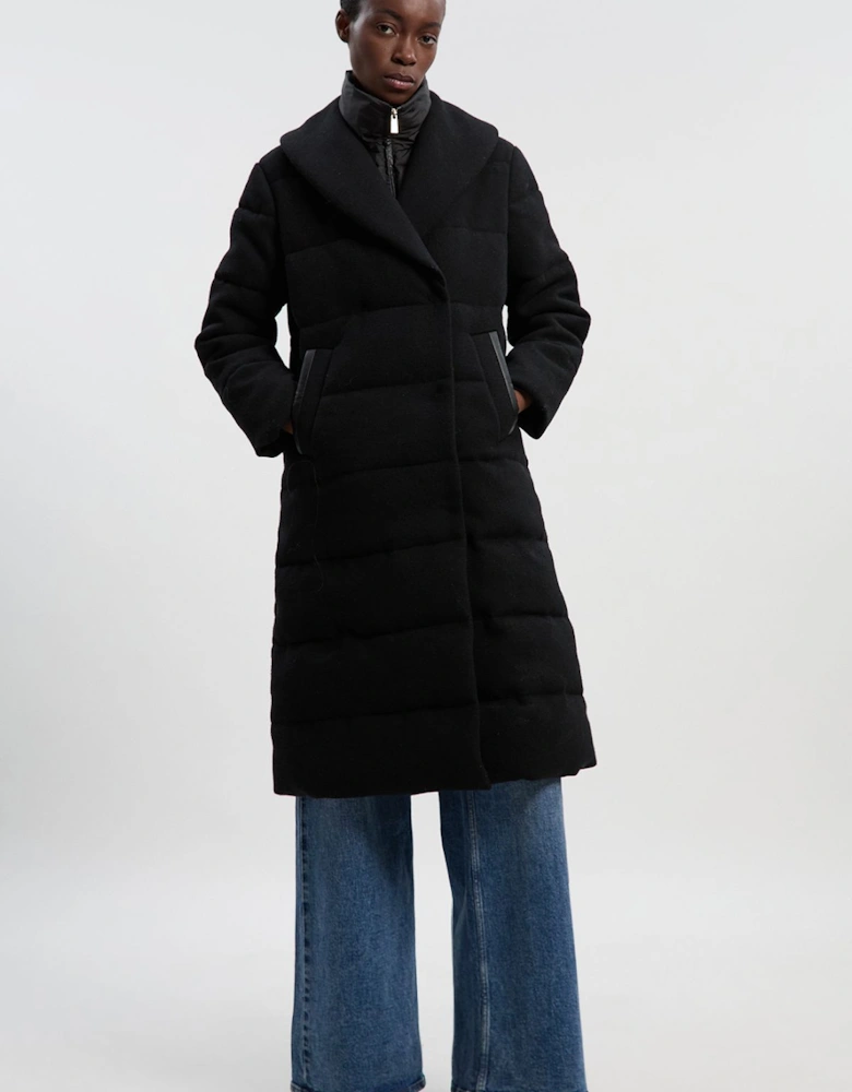 Wool Hybrid Padded Puffer Midi Coat