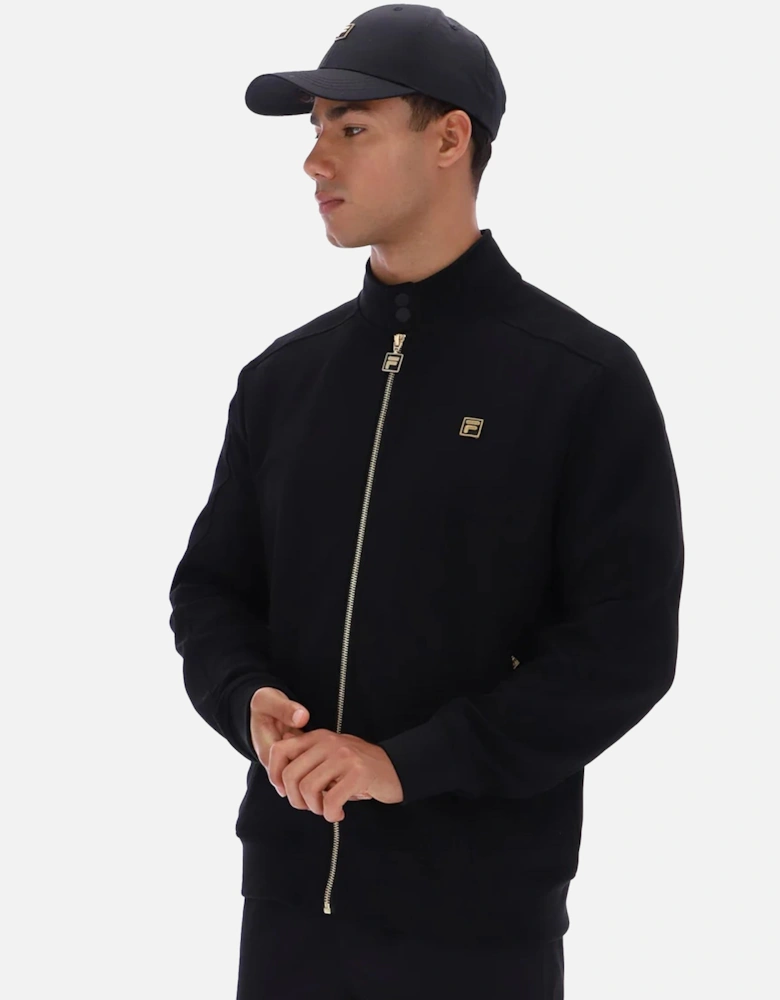 Davey Biker Neck Full Zip Track Top Jacket Black