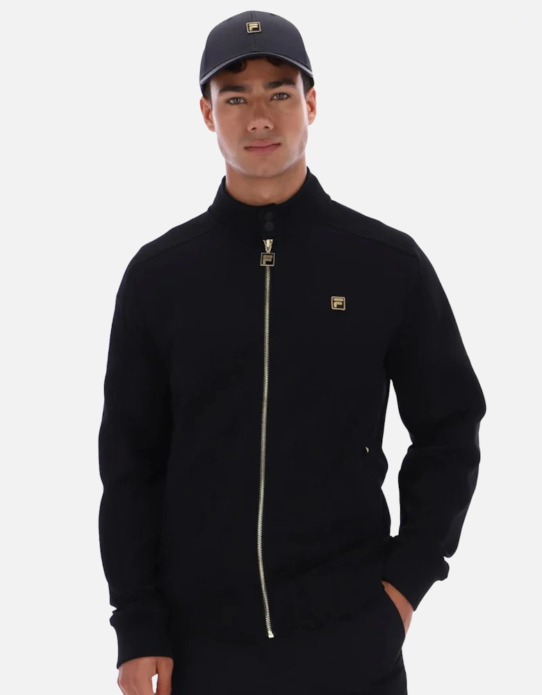 Davey Biker Neck Full Zip Track Top Jacket Black
