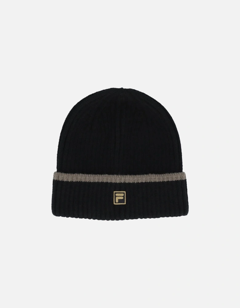 Ellison Rib Knit Beanie Hat Black