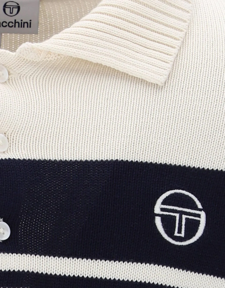 Damarindo Knitted Polo Gardenia/Maritime Blue