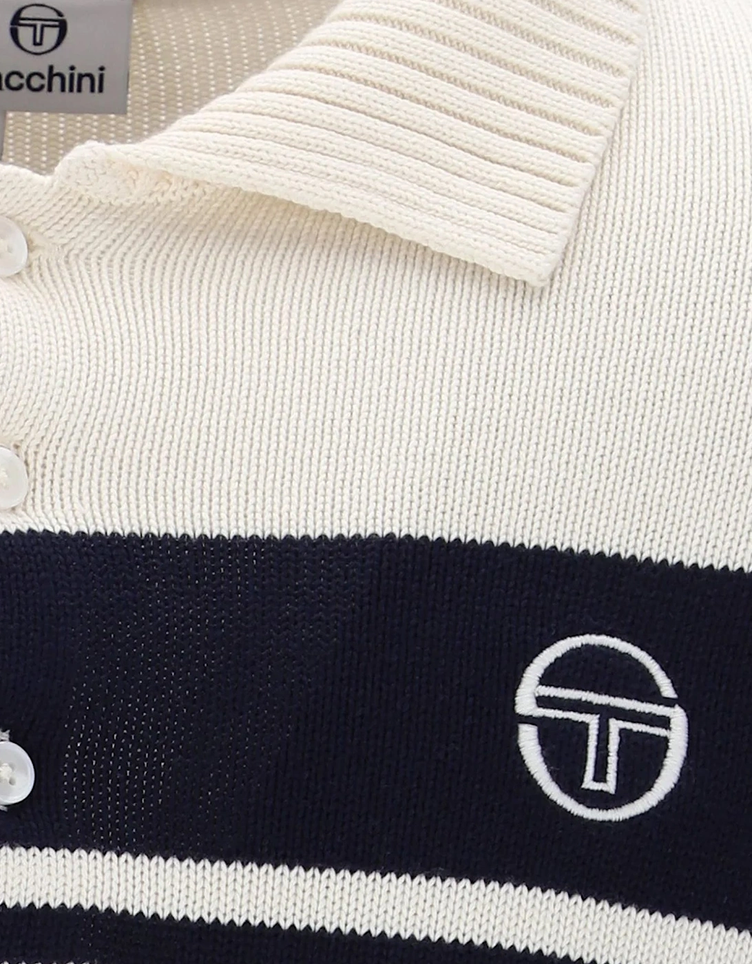 Damarindo Knitted Polo Gardenia/Maritime Blue