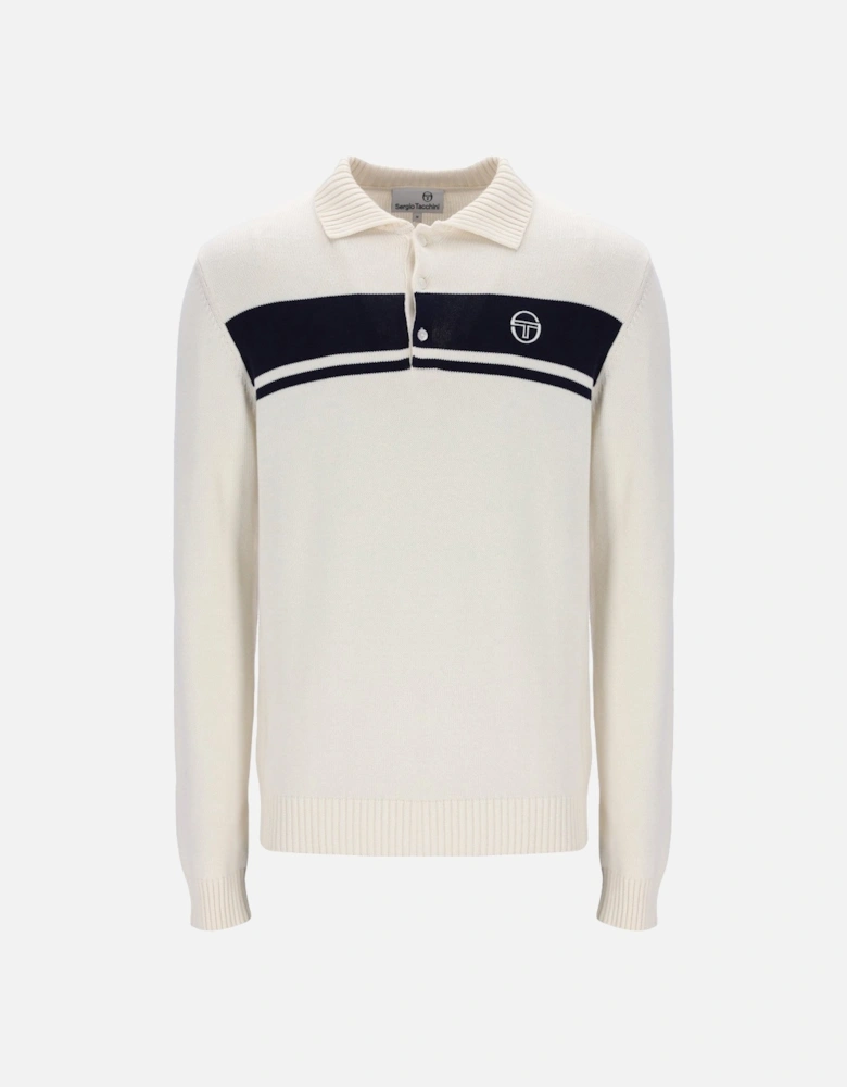 Damarindo Knitted Polo Gardenia/Maritime Blue