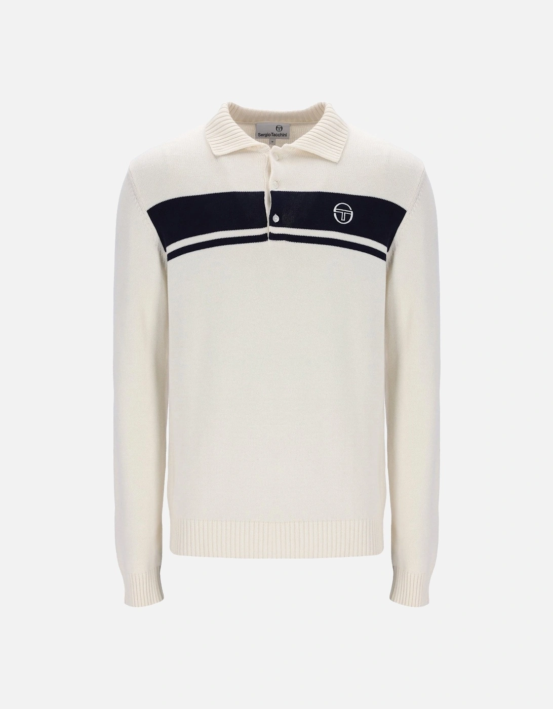 Damarindo Knitted Polo Gardenia/Maritime Blue, 4 of 3