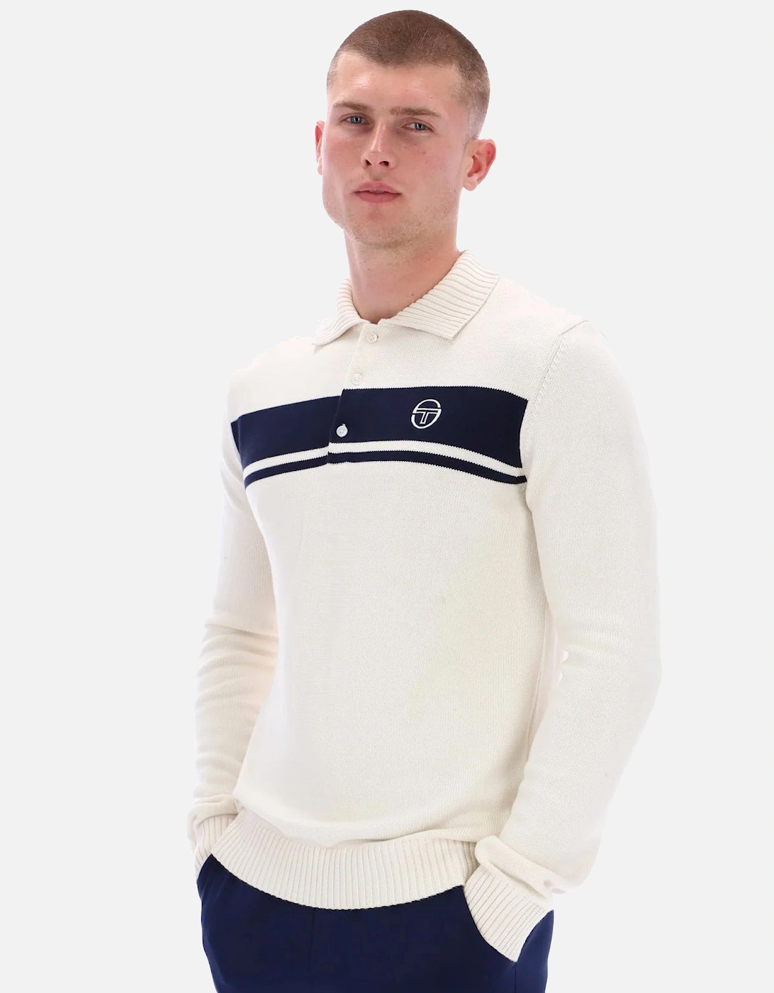 Damarindo Knitted Polo Gardenia/Maritime Blue