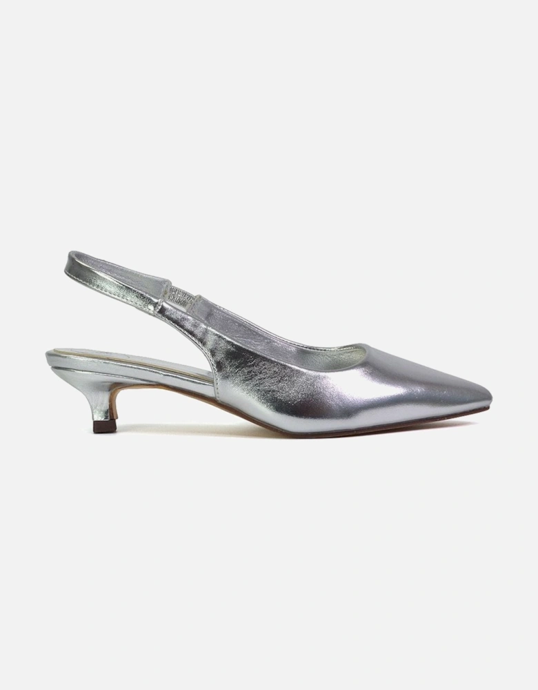 'Avalone' Pointed Toe Sling Back Kitten Heel Sandals