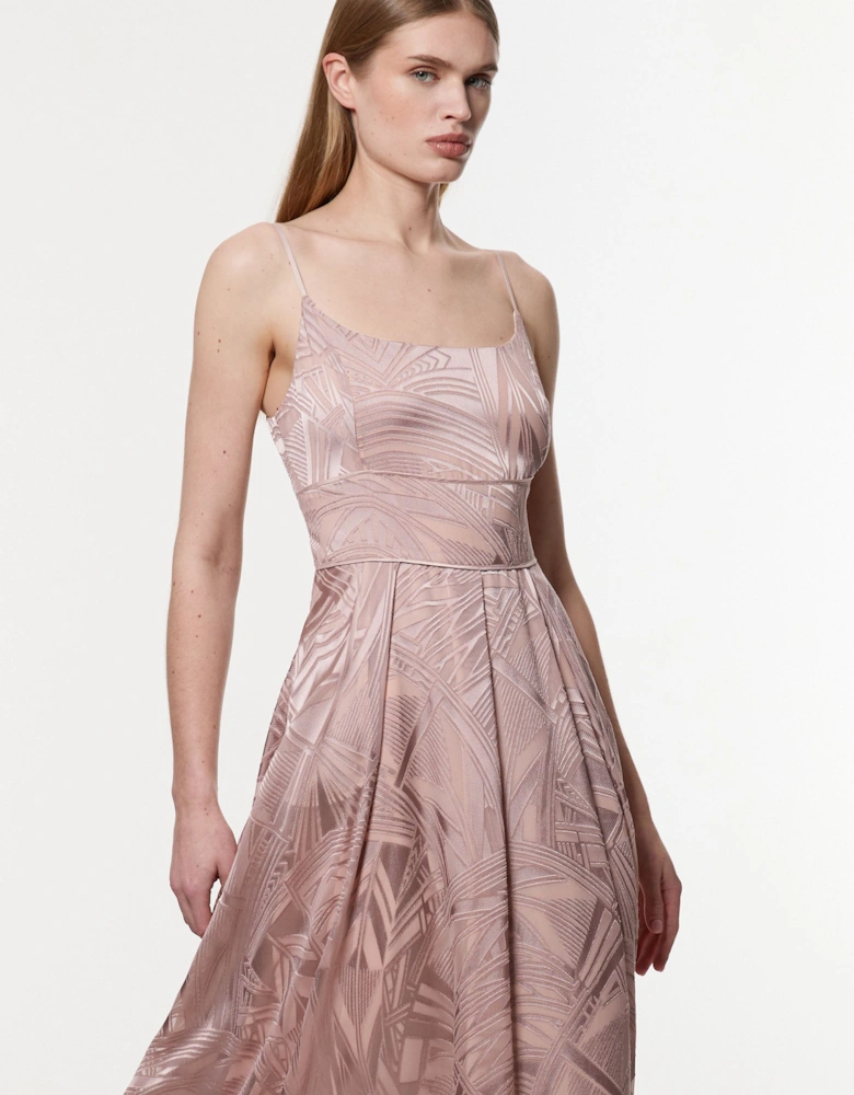 Amelia Graham Burnout Split Woven Prom Strappy Maxi Dress