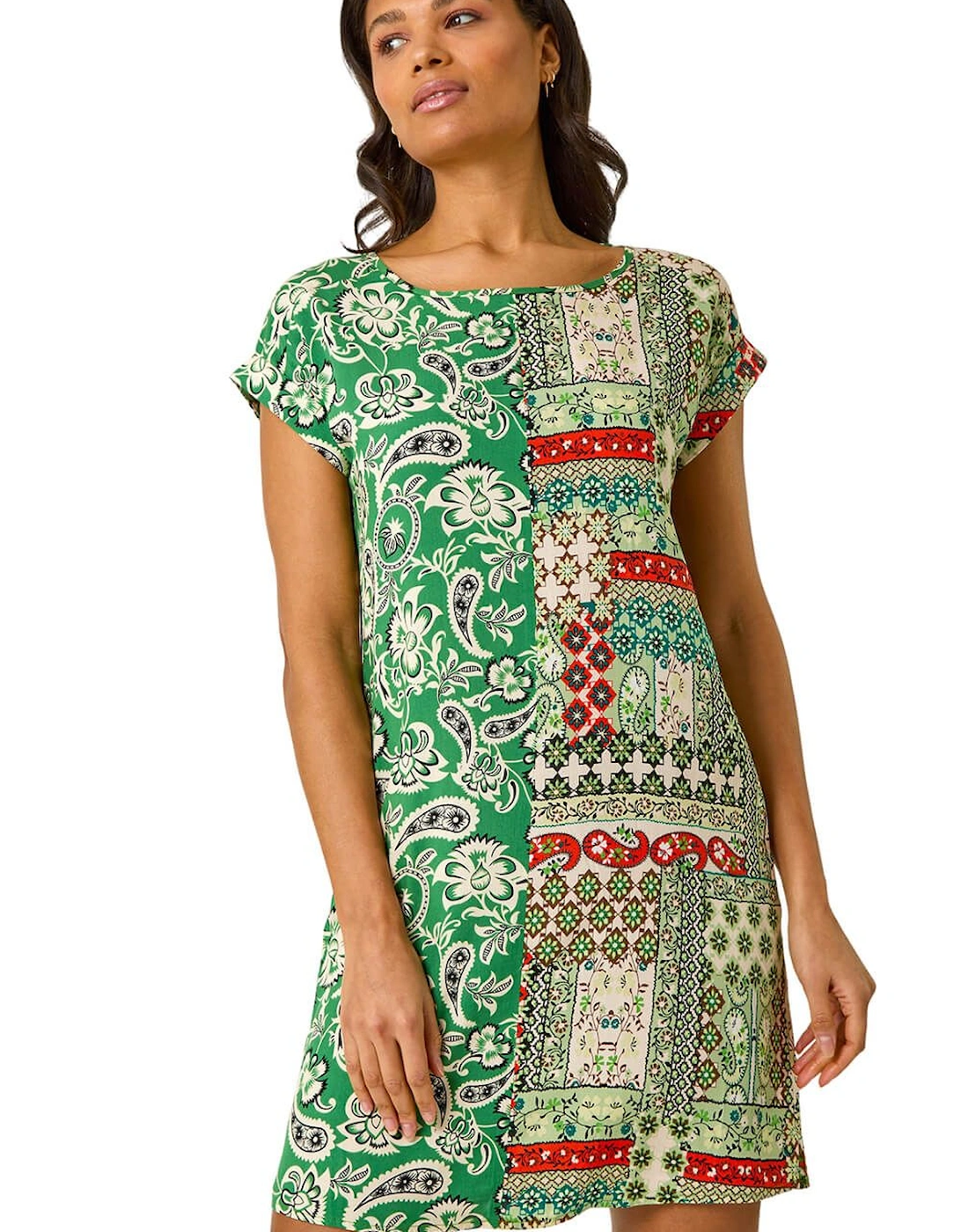 Paisley Print Smocked T-Shirt Dress, 2 of 1