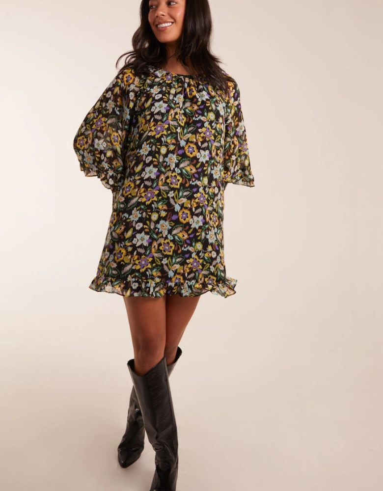 Floral Raglan Sleeve Tunic Dress