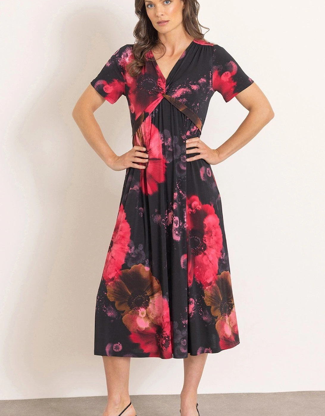 Floral Printed Twist Front Midi Dress, 2 of 1