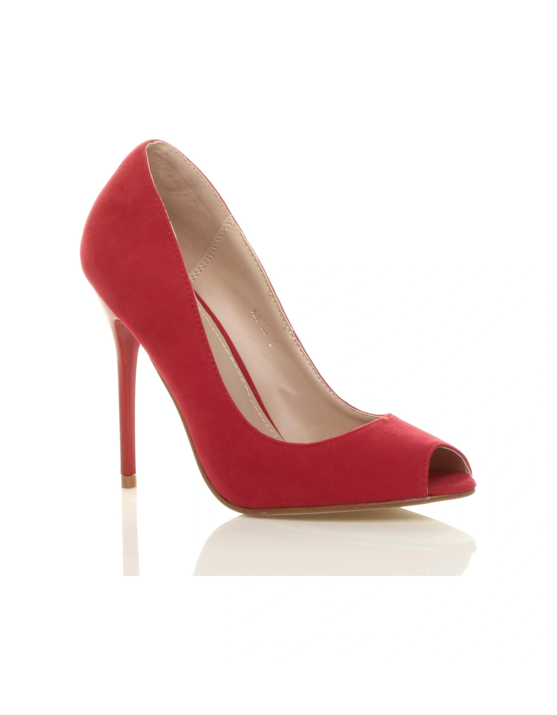 High Stiletto Heel Peep Toe Faux Suede Court Shoes, 2 of 1