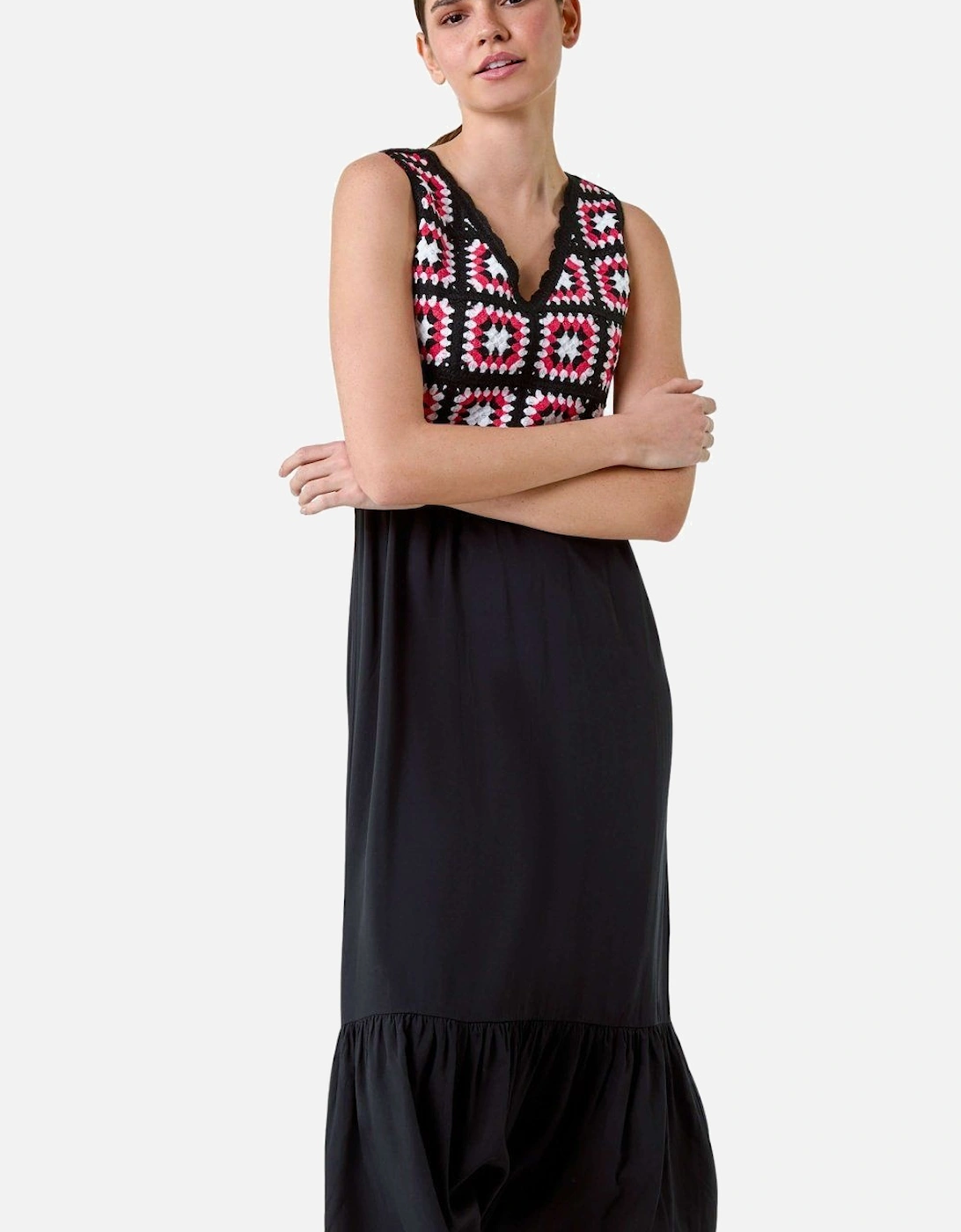 Sleeveless Crochet Fit & Flare Midi Dress, 2 of 1