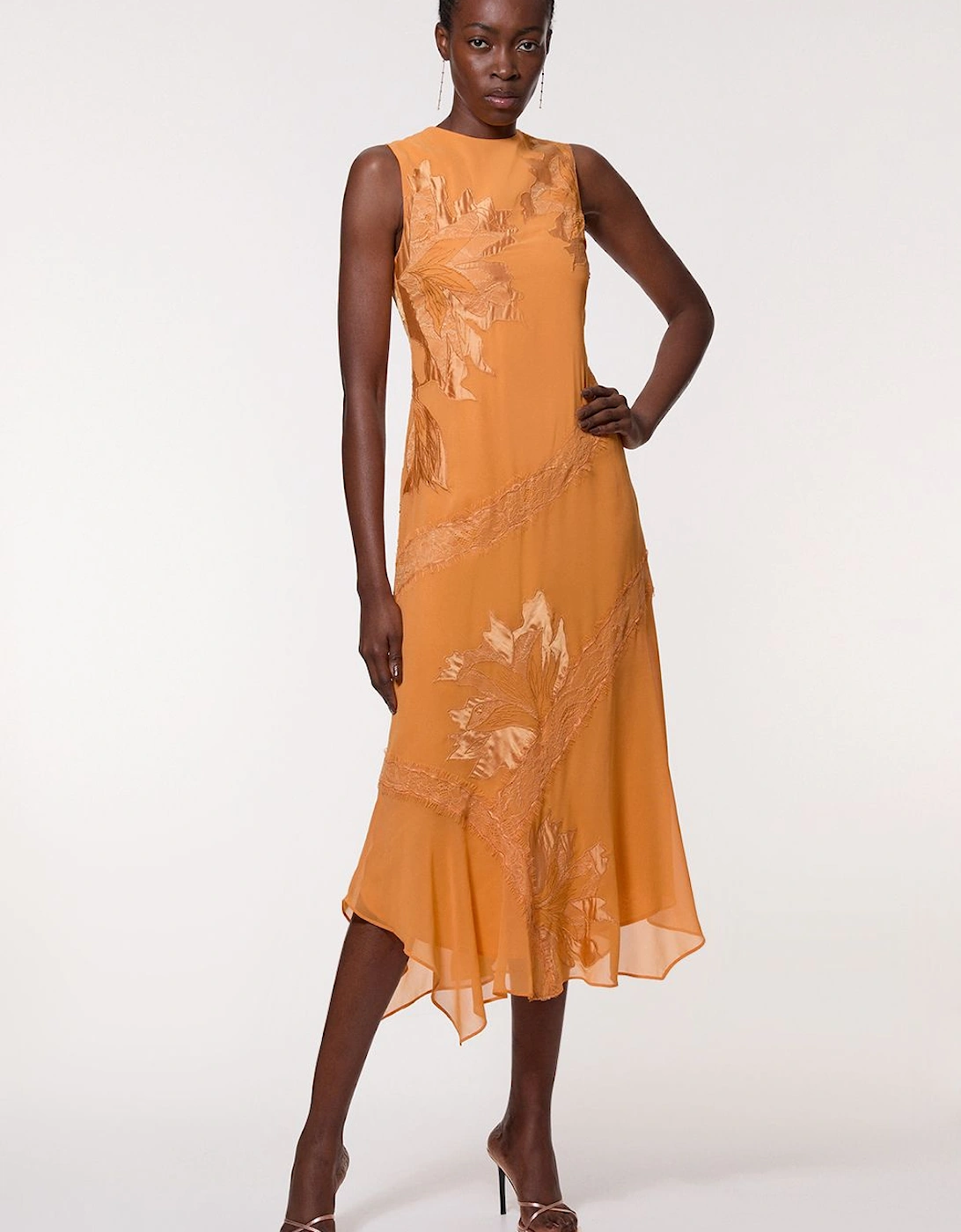 Petite Applique And Lace Georgette Sleeveless Woven Maxi Dress, 2 of 1