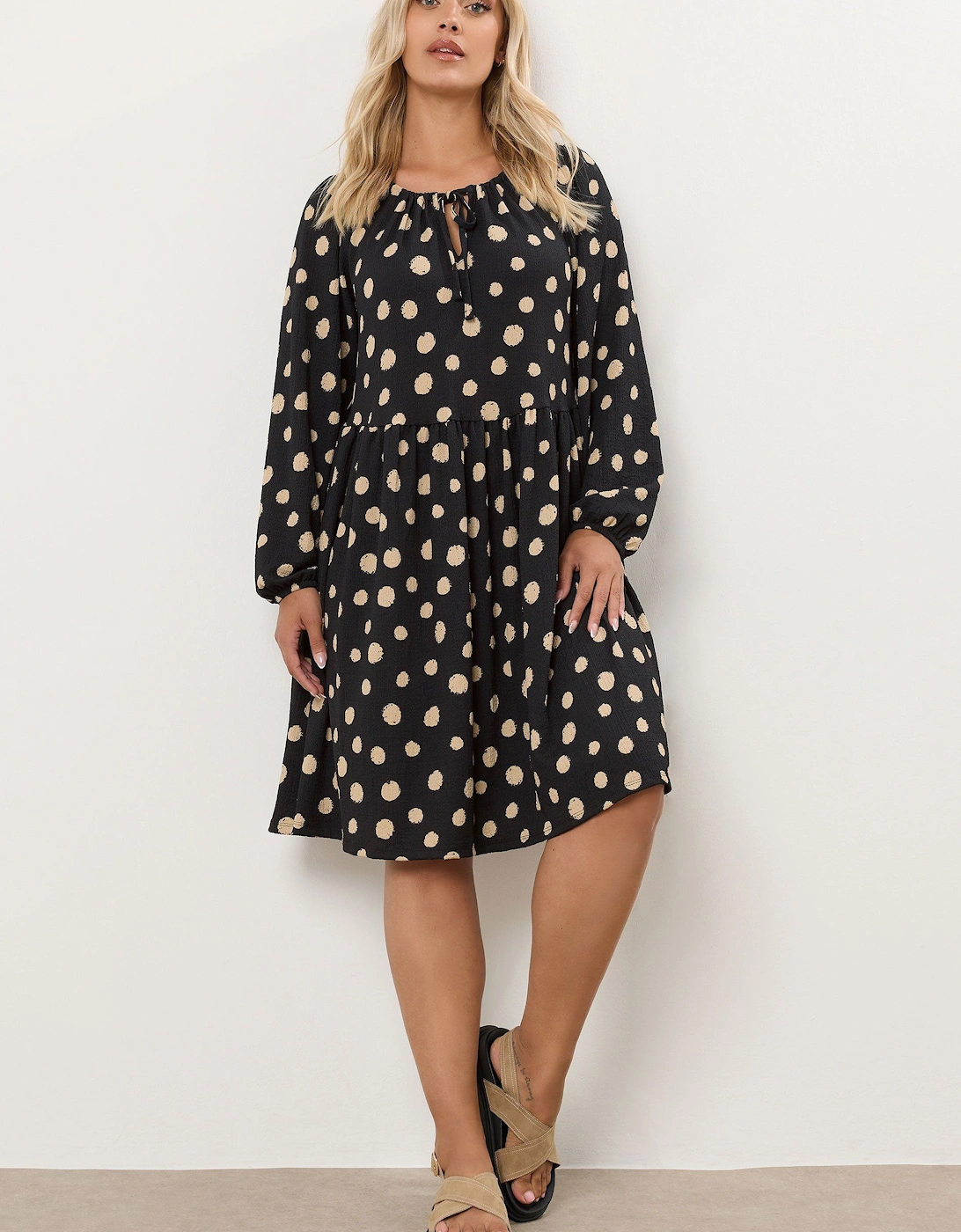 Dot Print Tie Neck Dress, 2 of 1