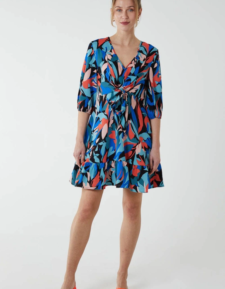Tie Front 3/4 Sleeve Dress