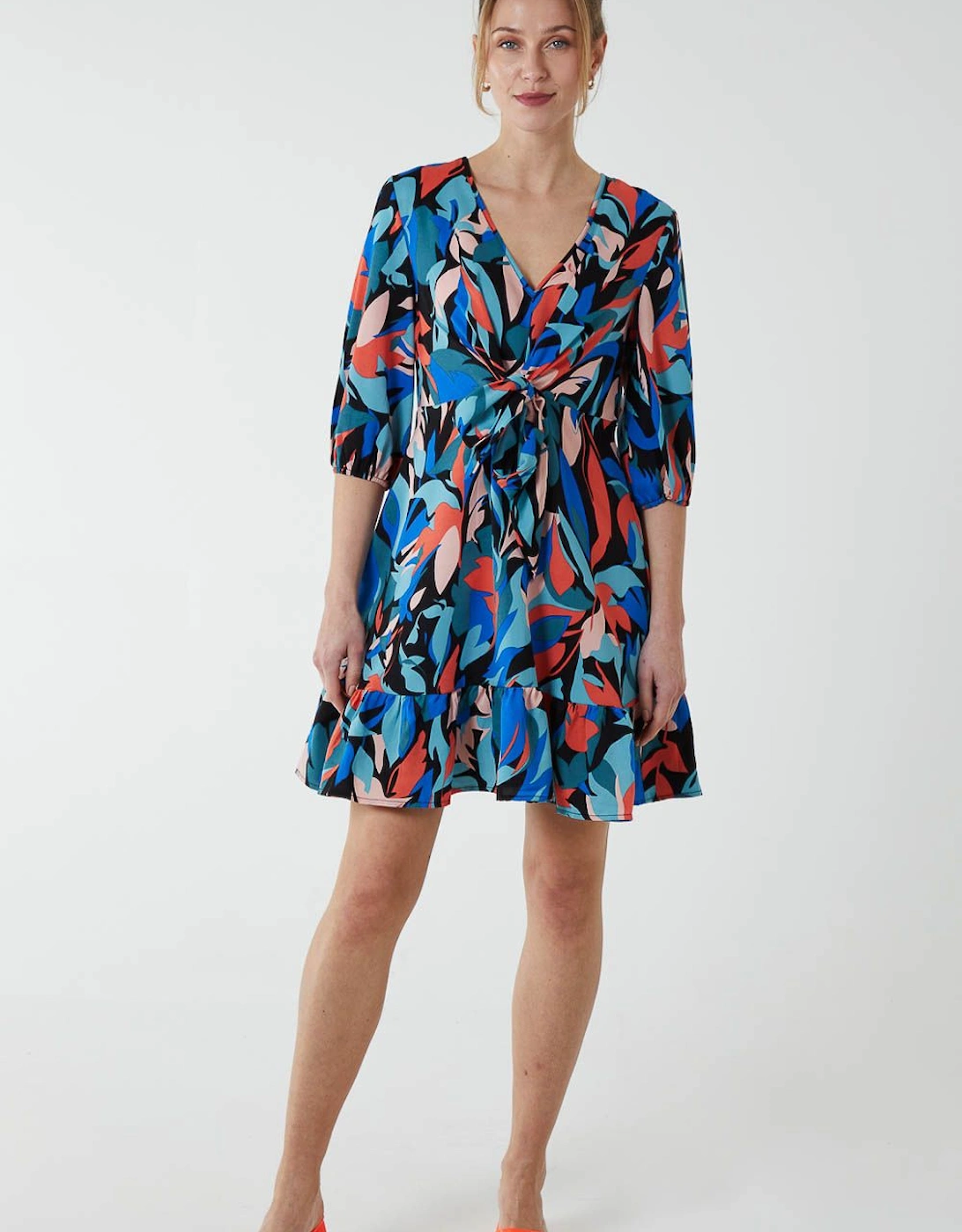 Tie Front 3/4 Sleeve Dress, 2 of 1